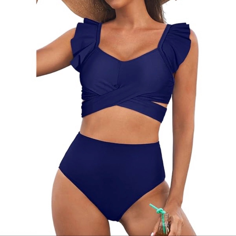 Elegant Navy Blue Women's Swimwear